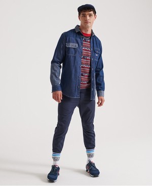 Superdry Downhill Jaquard Crew Neck Férfi Ugró Sötétkék | WAQGR3597